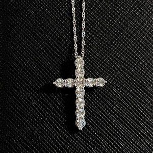 Diamond Cross Pendant Necklace in Sterling Silver